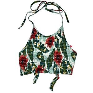 Wildflower x Element Eden Floral Tropical Crop Halter Top Size Medium